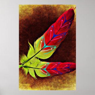 Colorful Abstract Feathers Artwork Wall Poster