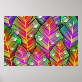 Colorful Abstract Feathers Artwork Wall Poster