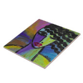 Colorful Abstract Female Portrait Tegeltje (Zijkant)