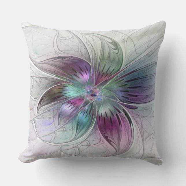 Colorful Abstract Flower Modern Floral Fractal Art Kussen (Voorkant)