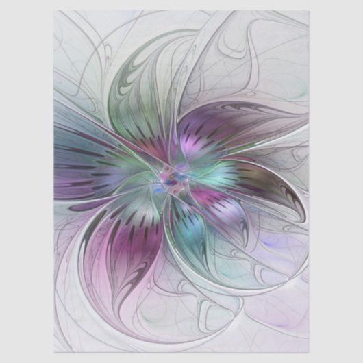 Colorful Abstract Flower Modern Floral Fractal Art Tissuepapier (Voorkant)