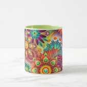 Colorful Abstract Flowers Coffee Mok (Midden)