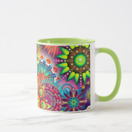 Colorful Abstract Flowers Coffee Mok