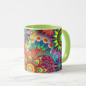 Colorful Abstract Flowers Coffee Mok (Voorkant rechts)