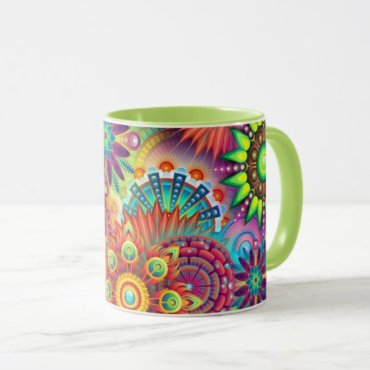 Colorful Abstract Flowers Coffee Mok (Voorkant rechts)