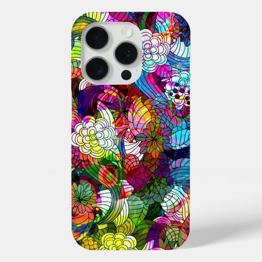 Colorful Abstract  Flowers Collage Case-Mate iPhone Case (Achterkant)