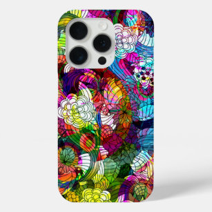 Colorful Abstract  Flowers Collage iPhone 15 Pro Case