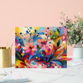 Colorful Abstract Flowers Vibrant Explosion Art Ch Acryl Bord