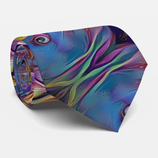 Colorful abstract fractal stropdas (Opgerold)