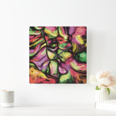 Colorful Abstract Fruity Vibes Patroon Vierkante Klok (Huis)