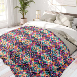 Colorful Abstract Geometric Bohemian Fleece Deken
