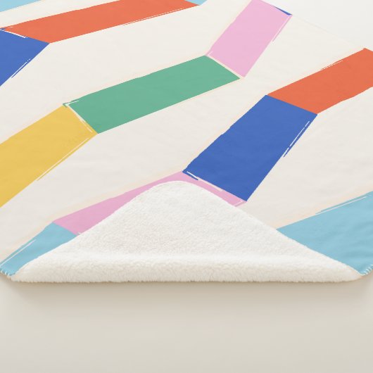 Colorful Abstract Geometric Chevron Pattern Sherpa Deken (3/4)