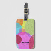Colorful Abstract Geometric Circles Personalised Bagagelabel (Voorkant (verticaal))