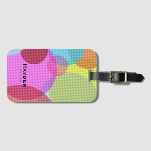 Colorful Abstract Geometric Circles Personalised Bagagelabel (Voorkant (horizontaal))