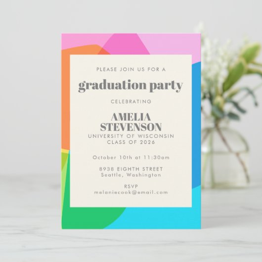 Colorful Abstract Geometric Graduation Party Kaart (Staand voorkant)