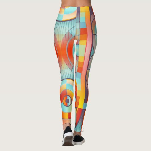 Colorful Abstract Geometric Leggings (Achterkant)