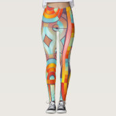 Colorful Abstract Geometric Leggings (Voorkant)