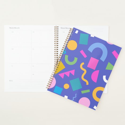 Colorful Abstract Geometric Memphis Style Pattern Planner (Display)