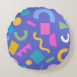 Colorful Abstract Geometric Memphis Style Pattern Rond Kussen