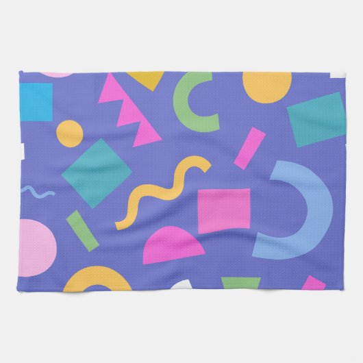 Colorful Abstract Geometric Memphis Style Pattern Theedoek (Horizontaal)