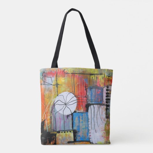 Colorful Abstract Geometric Tote Bag (Achterkant)