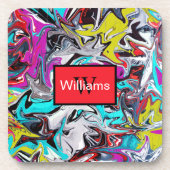 Colorful Abstract Graffiti Monogrammed  Bier Onderzetter (Voorkant)