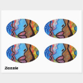 Colorful Abstract Graffiti Ovale Sticker (Vel)