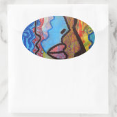 Colorful Abstract Graffiti Ovale Sticker (Tas)
