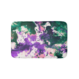 Colorful Abstract Green and Purple Splatter Paint Badmat