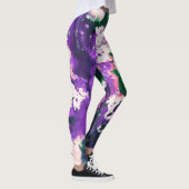 Colorful Abstract Green and Purple Splatter Paint Leggings (Rechts)