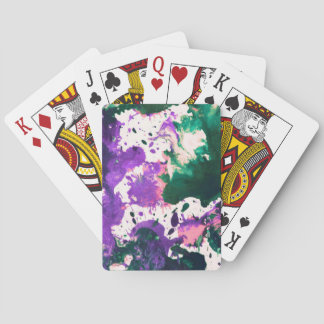Colorful Abstract Green and Purple Splatter Paint Pokerkaarten
