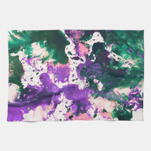 Colorful Abstract Green and Purple Splatter Paint Theedoek