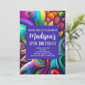 Colorful Abstract Groovy Hippie Birthday Kaart (Staand voorkant)