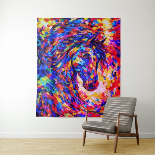 Colorful Abstract Horse Portrait Impasto Wandkleed (In situ)