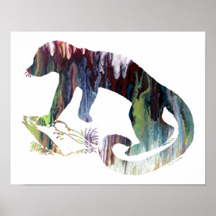 Colorful abstract Kinkajou silhouette Poster