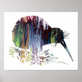 Colorful abstract Kiwi silhouette Poster (Voorkant)