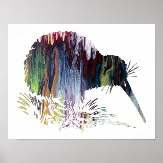 Colorful abstract Kiwi silhouette Poster (Voorkant)