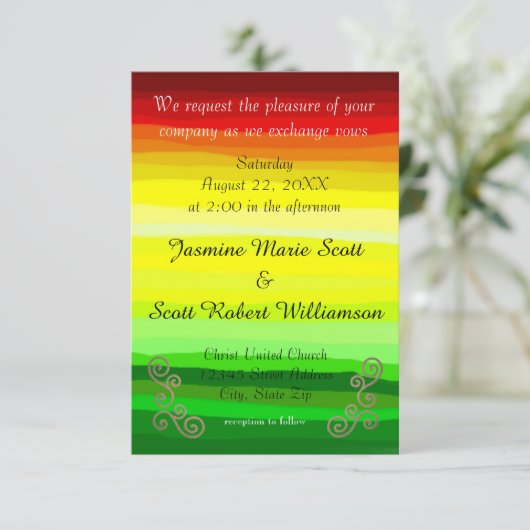 Colorful Abstract Lansdscape-3x5Wedding Invitation Kaart (Staand voorkant)