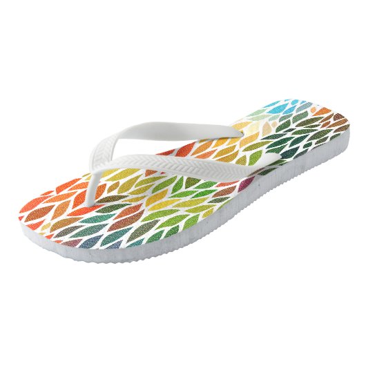 Colorful Abstract Leafs Patroon Teenslippers (Schuin)