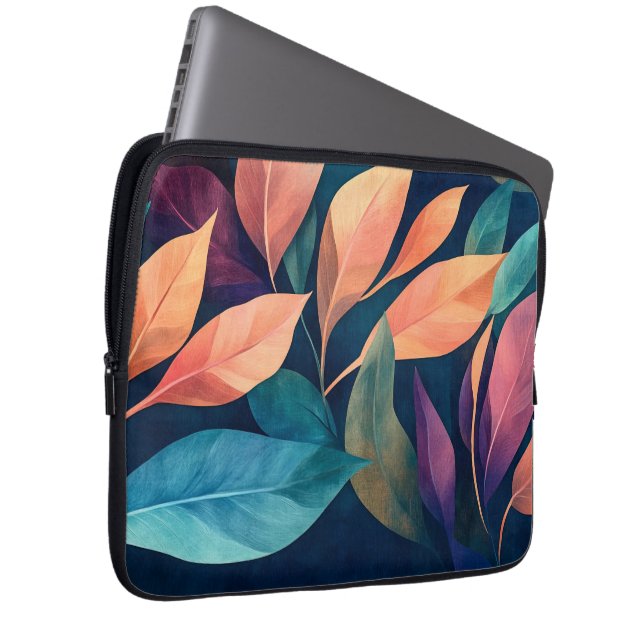 Colorful Abstract Leaves Laptop Sleeve (Voorkant Rechts)