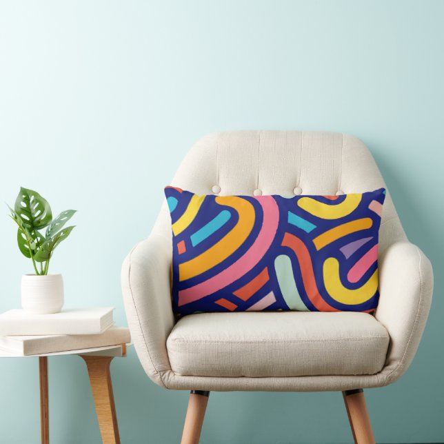 Colorful Abstract Lines Pillow Kussen (Stoel)