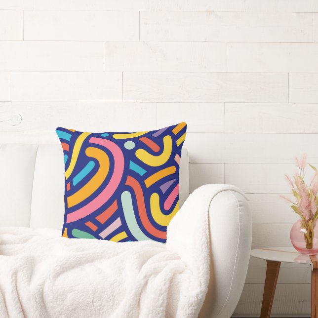 Colorful Abstract Lines Pillow Kussen (Bank)