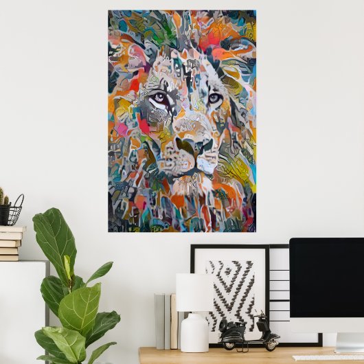 Colorful Abstract Lion Poster (Thuiskantoor)