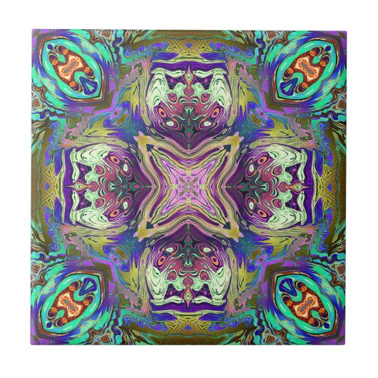 Colorful Abstract Mandala Tegeltje (Voorkant)
