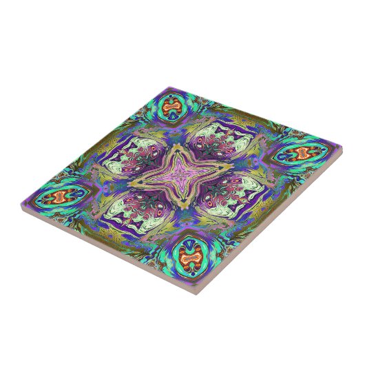 Colorful Abstract Mandala Tegeltje (Zijkant)