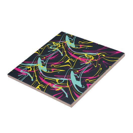 Colorful Abstract Memphis Lines Pattern Tegeltje (Zijkant)