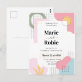 Colorful Abstract Memphis Wedding Briefkaart (Voorkant / Achterkant)