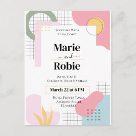 Colorful Abstract Memphis Wedding Briefkaart
