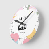 Colorful Abstract Memphis Wedding Ronde Klok (Hoek)