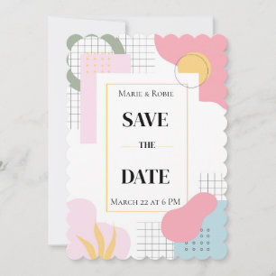 Colorful Abstract Memphis Wedding Save The Date